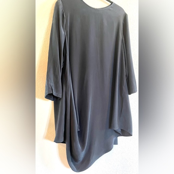 Lafayette 148 Black Silk Dress XL Long Sleeve Knee Length Asymmetrical Hem - Picture 2 of 6